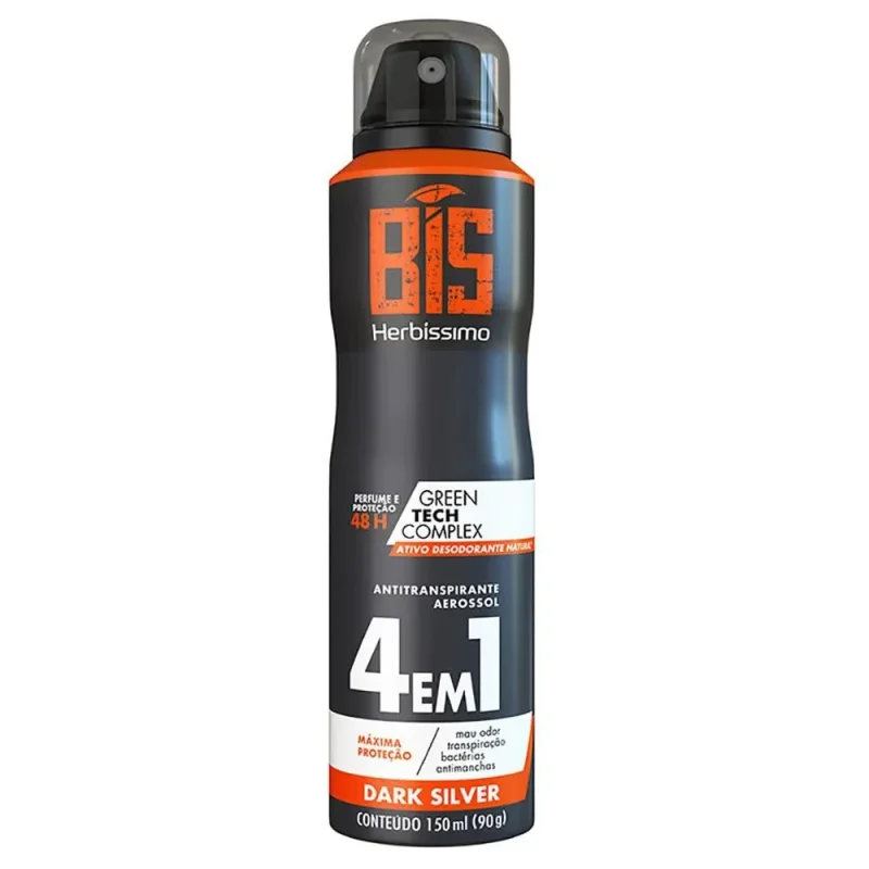 Desodorante Aerossol Herbíssimo Bis 4 em 1 Dark Silver 150ml