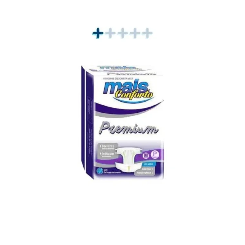 Fralda Geriátrica Mais Conforto Premium P, pacote com 8 unidades