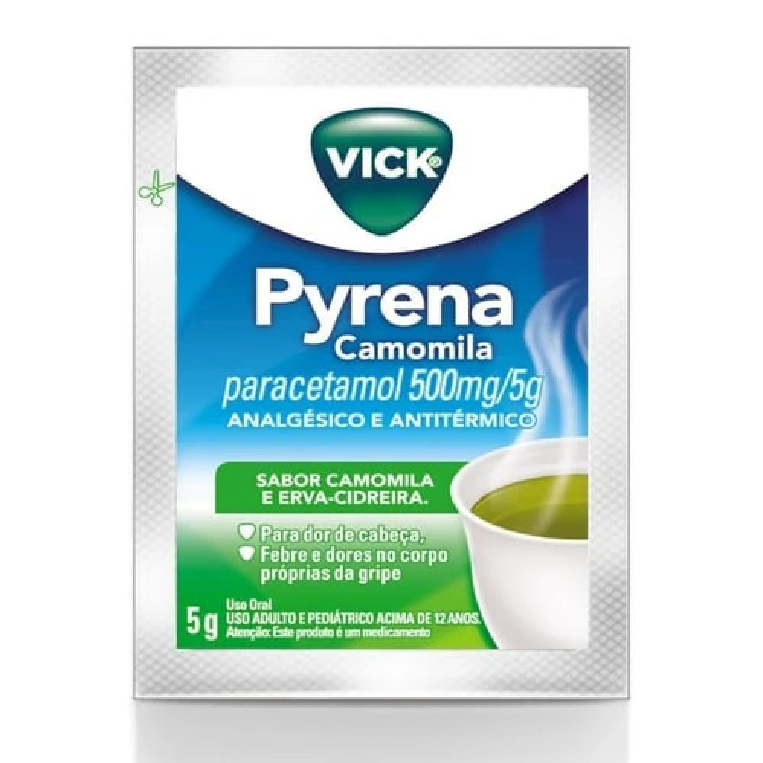 Vick Pyrena 500mg/5g Pó para Solução Oral Sabor Camomila e Erva-cidreira 1 Envelope 5g - Vick (1/1)