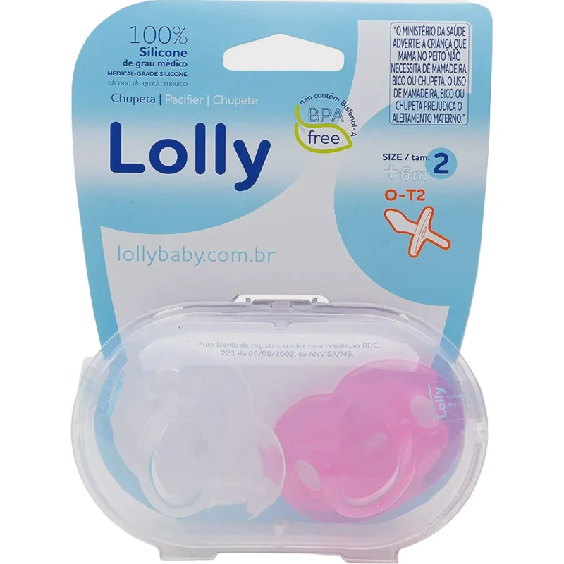 Chupeta Lolly Silicone +6 meses com 2 unidades