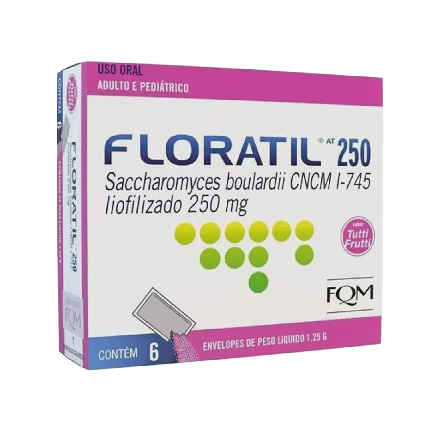 Floratil AT 250mg Tutti Frutti, caixa com 6 envelopes de 1,25g (1/1)