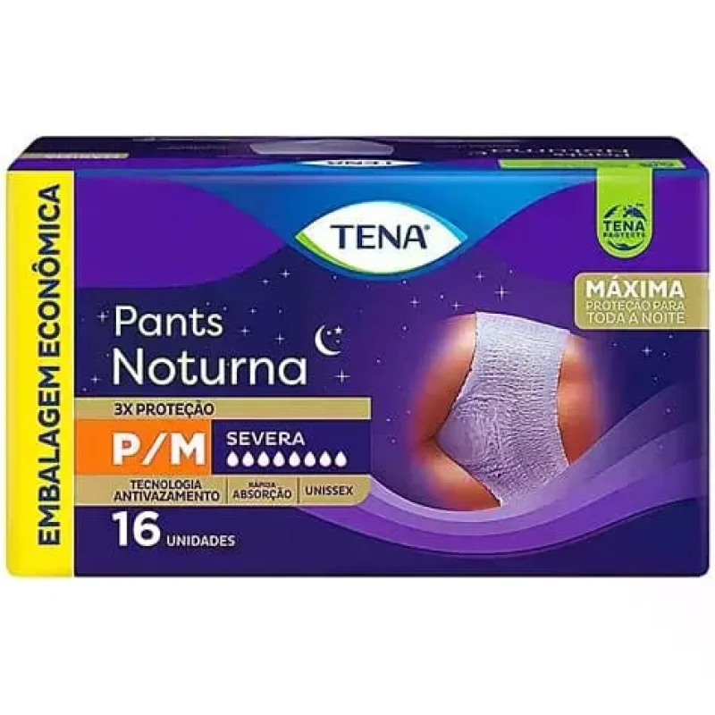 Roupa Íntima Descartável Tena Pants Confort Tamanho P/M, com 16 Unidades