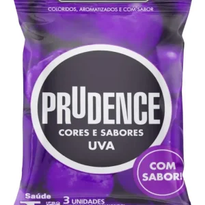 Preservativo Prudence Cores e Sabores Uva, com 3 unidades