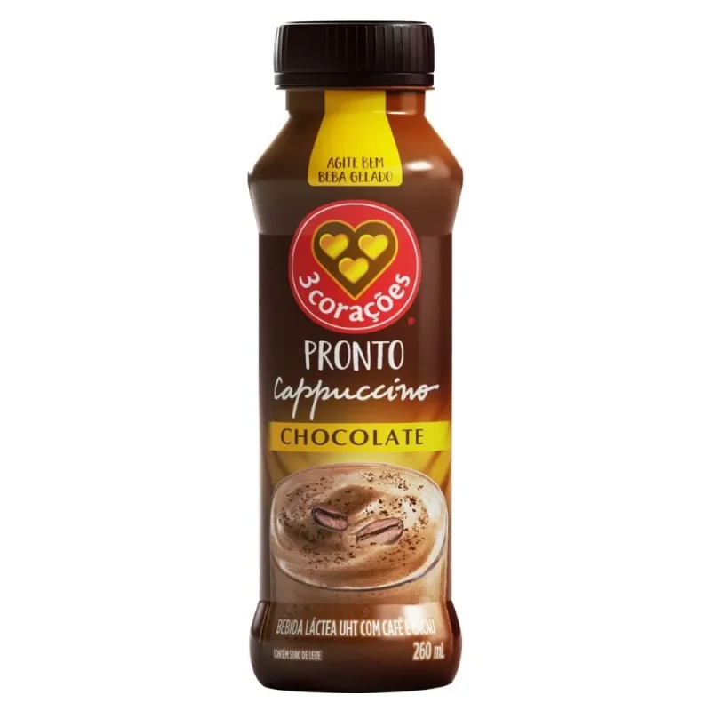Bebida Láctea 3 Corações Pronto Cappuccino Chocolate 260ml