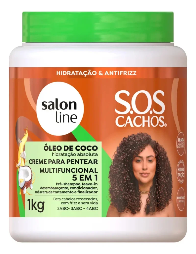Creme para Pentear Salon Line S.O.S Cachos 5 em 1 Óleo de Coco 1kg