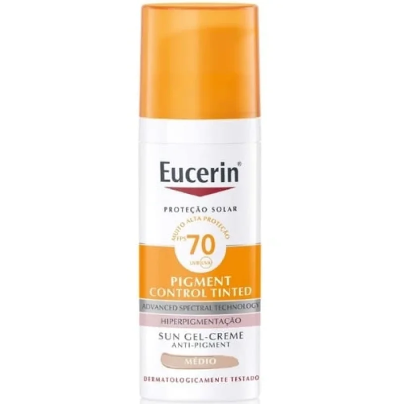 Protetor Solar Facial Eucerin Pigment Control Tinted FPS 70 Médio 50g