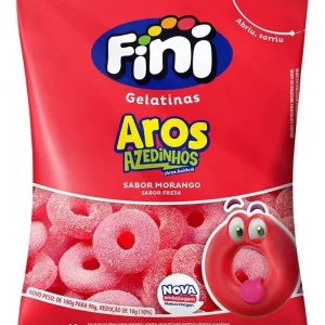 Bala de Gelatina Fini Aros Azedinhos Morango 90g
