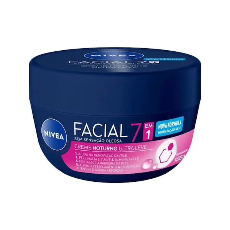 Creme Facial Noturno Nivea 7 em 1 Ultra Leve 100g