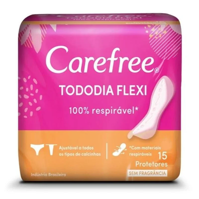 Protetor Diário Carefree Tododia Flexi Sem Fragrância, com 15 unidades