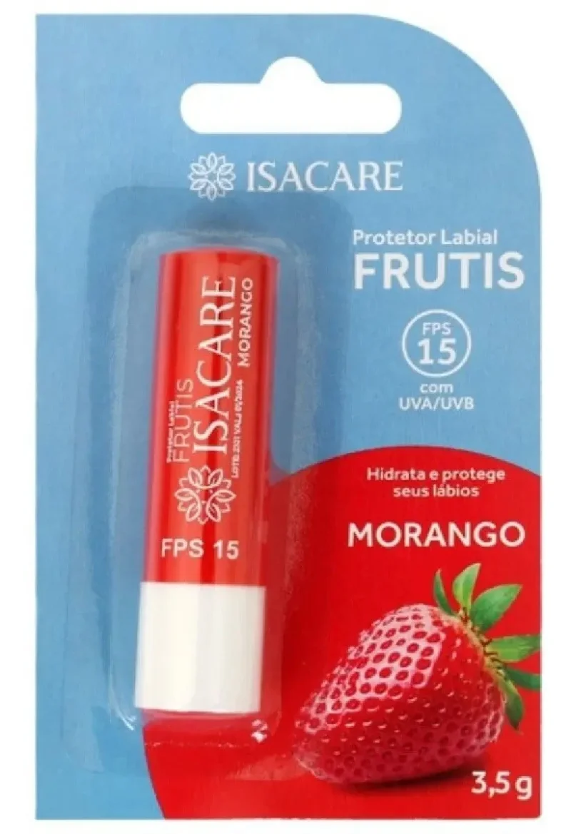 Protetor Labial Isacare Frutis Morango FPS 15 3,5g