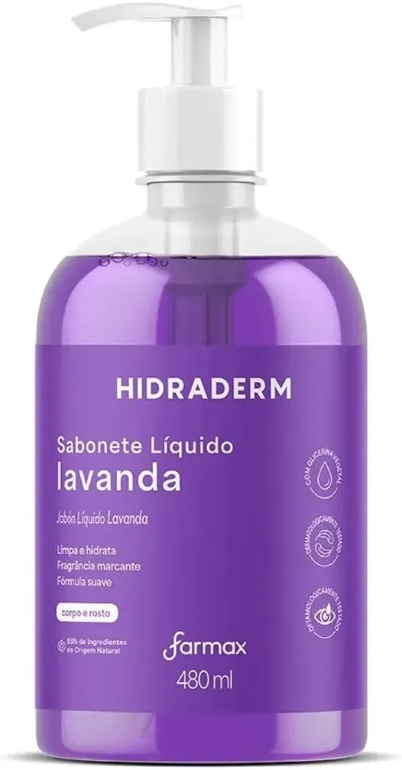 Sabonete Liquido Hidraderm Lavanda 480Ml Farmax