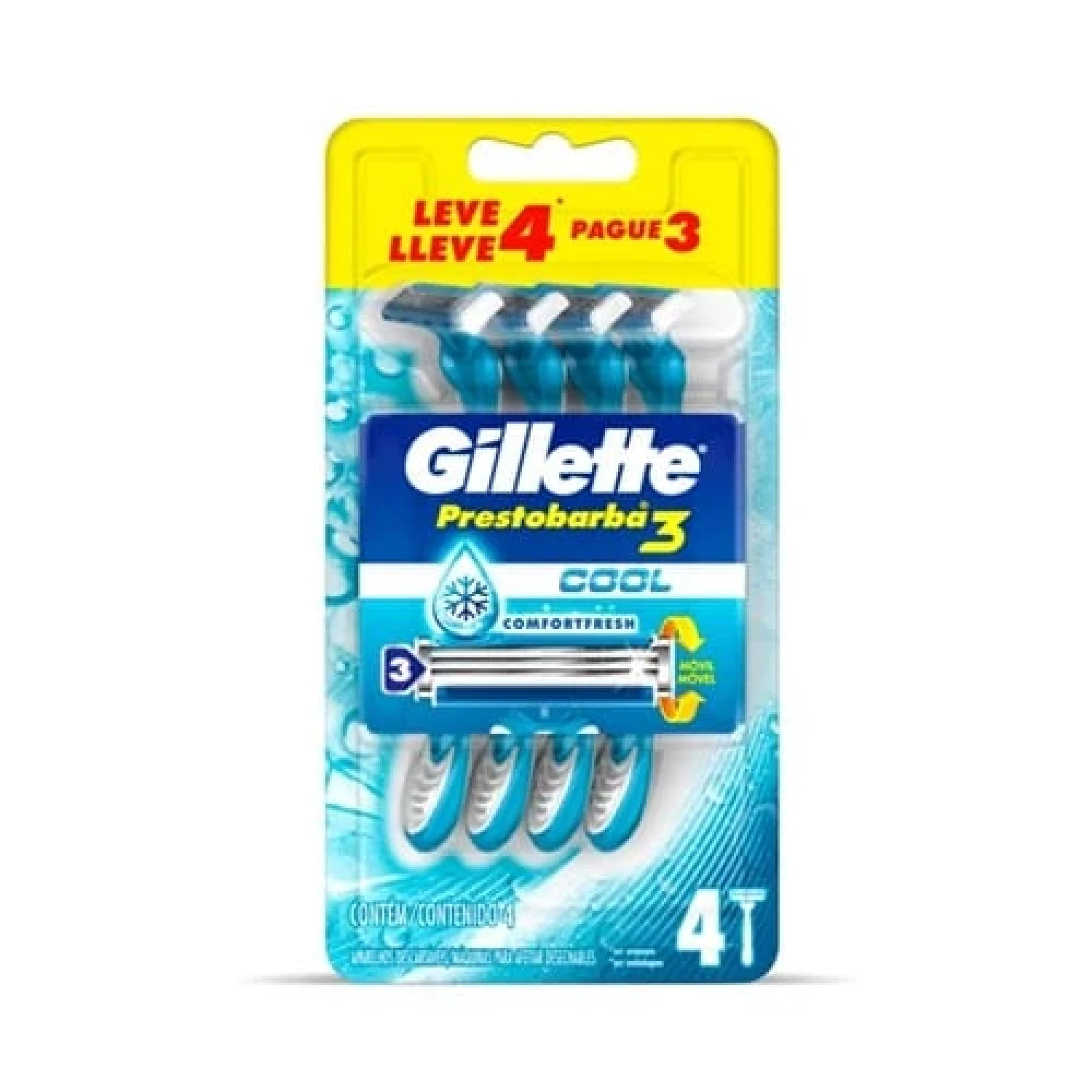 Aparelho de Barbear Descartável Gillette Prestobarba 3 Cool, com 4 unidades (1/1)