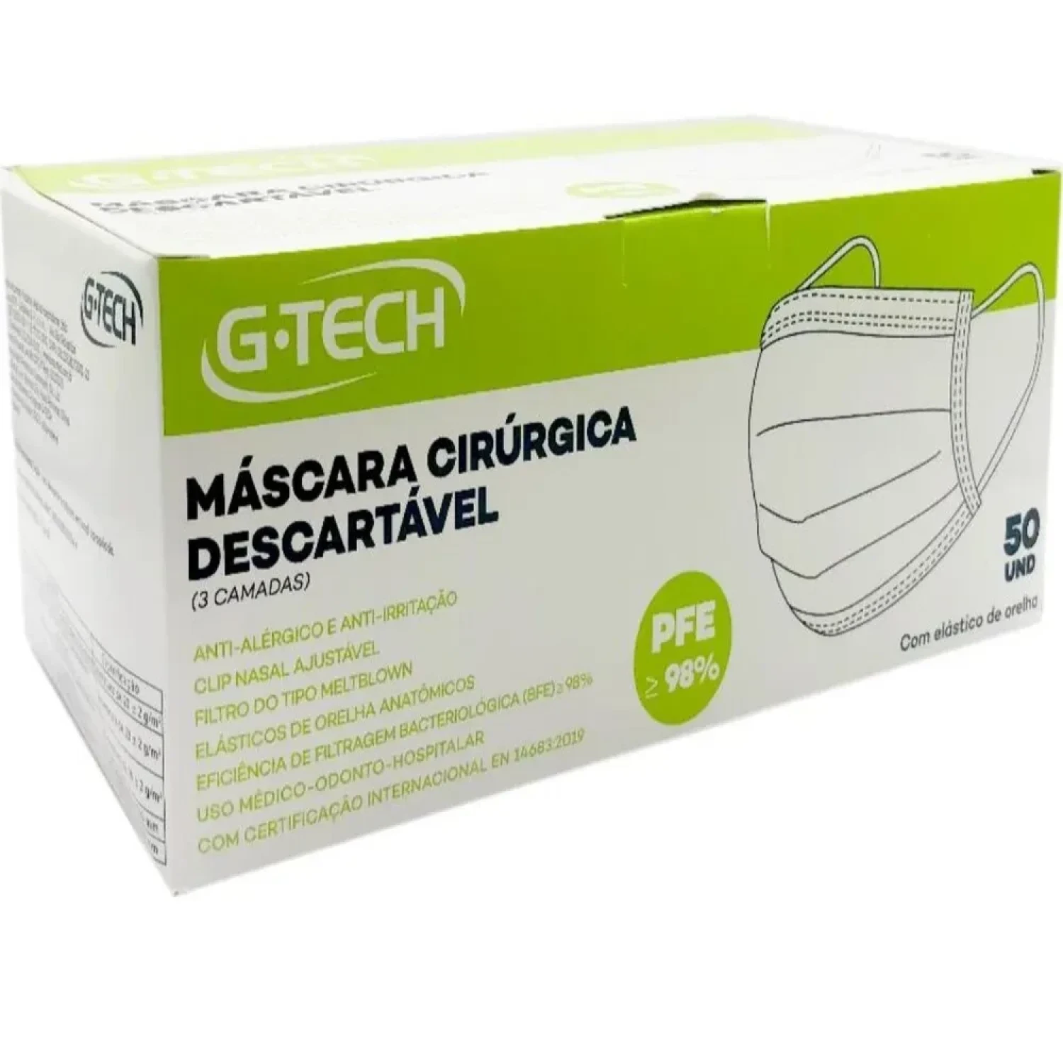 Máscara Cirúrgica Descartável G-Tech, com 50 unidades (1/1)