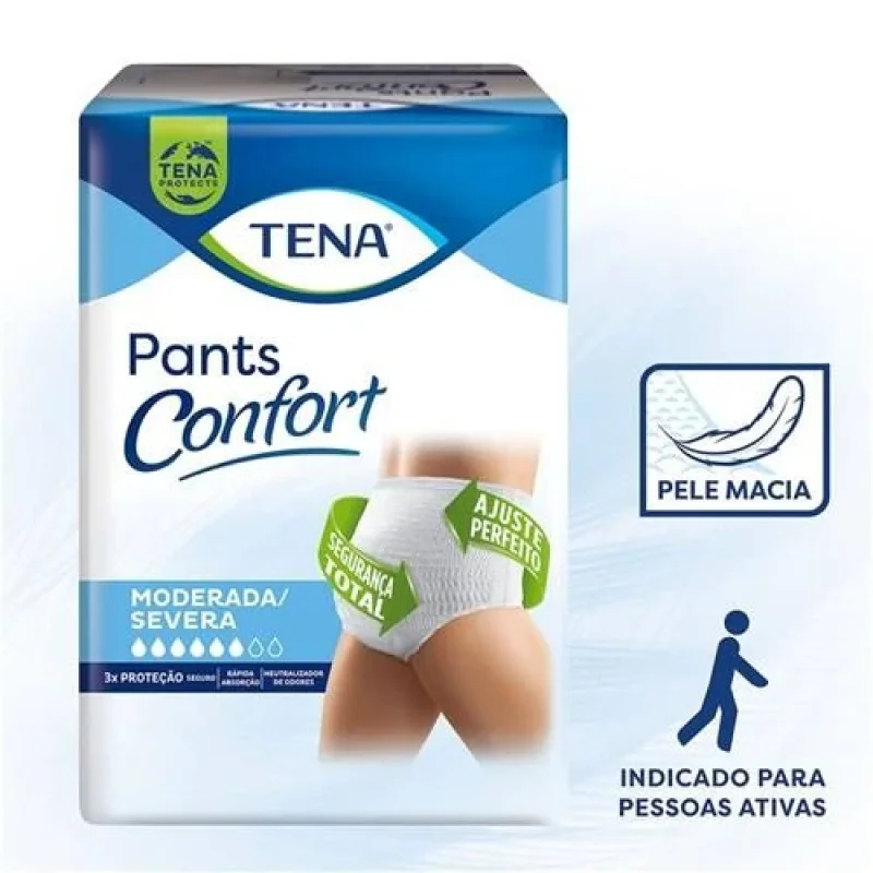 Roupa Íntima Descartável Tena Pants Confort P/M, pacote com 16 unidades