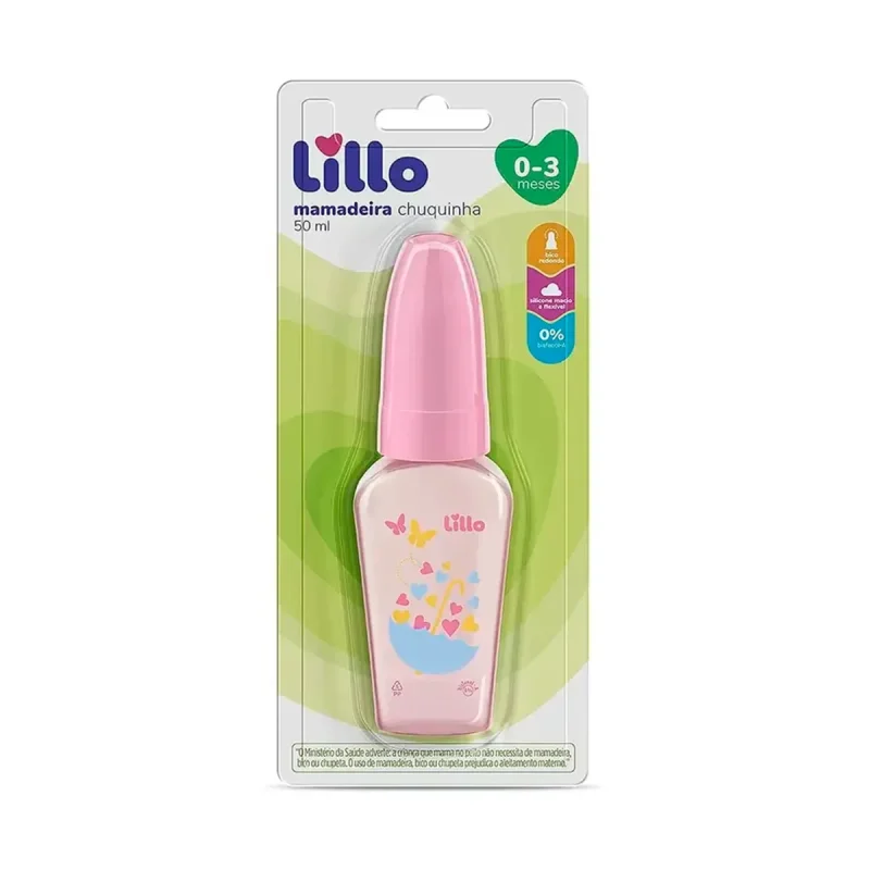 Mamadeira Lillo Miniform Primeiros Passos 0-3 meses Cor Rosa 50ml - 1 unidade