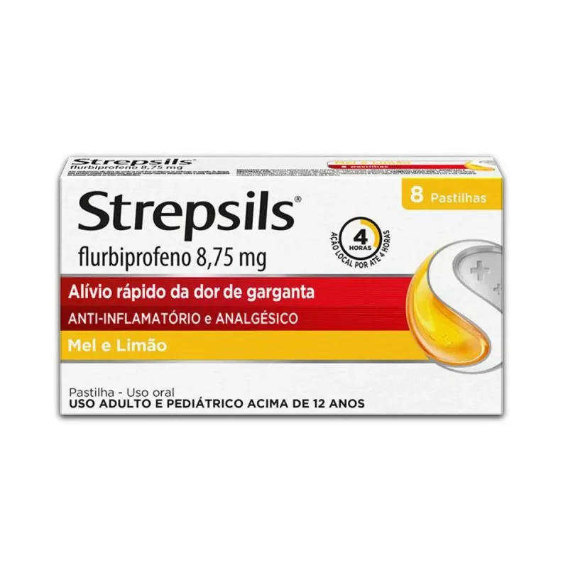 Pastilhas para Garganta Strepsils Sabor Mel e Limão 8 unidades