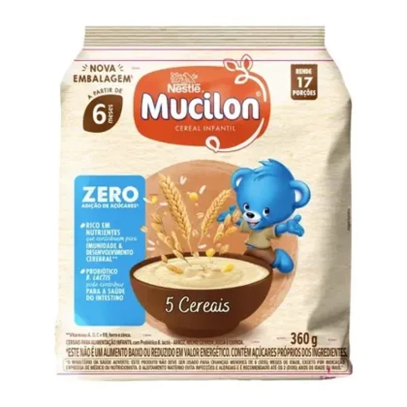 Cereal Infantil Mucilon 5 Cereais Zero 360g