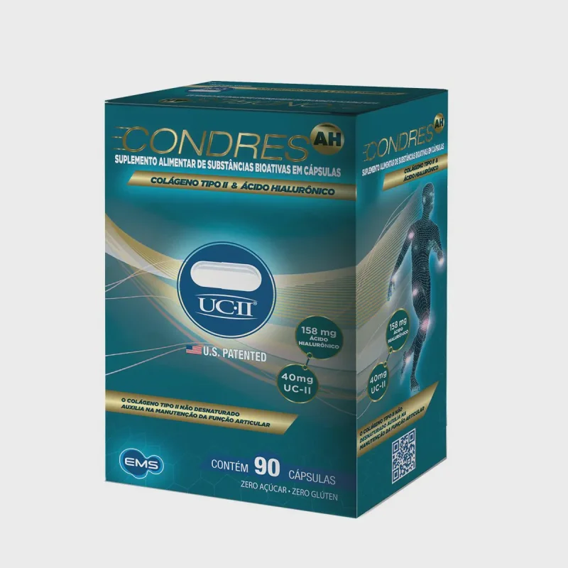 Condres AH 40mg + Ácido Hialurônico 158mg, com 90 cápsulas