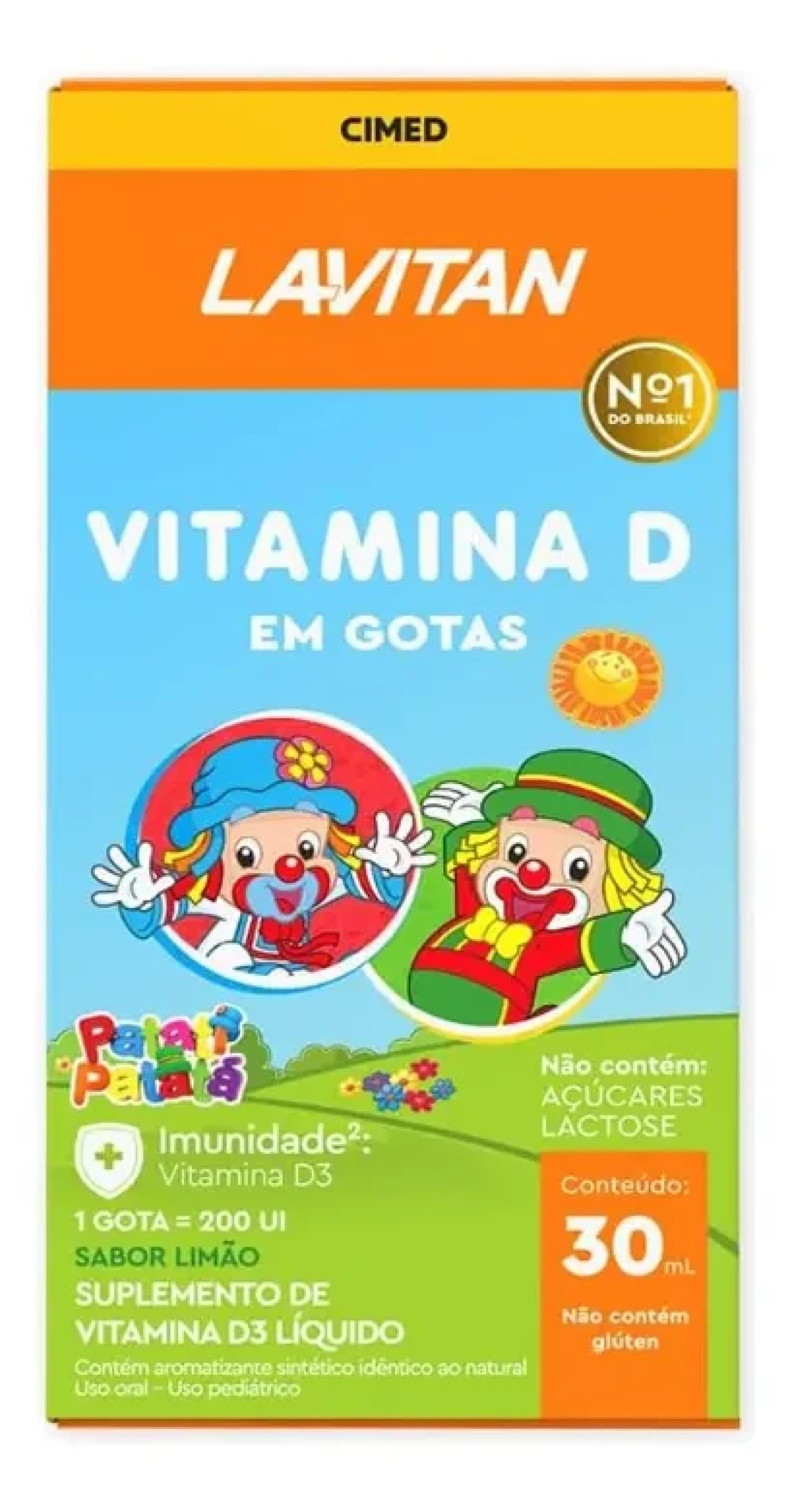 Vitamina D3 200ui Lavitan Infantil Patati Patatá Sabor Limão Gotas 30ml
 (1/1)