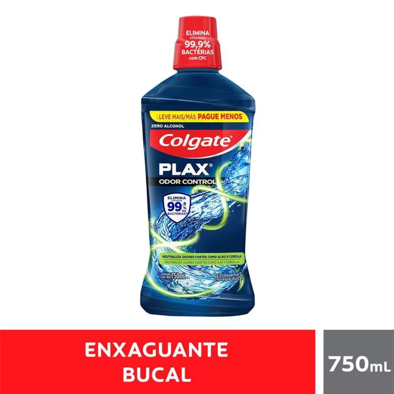 Enxaguante Bucal Colgate Plax Odor Control sem Álcool 750ml