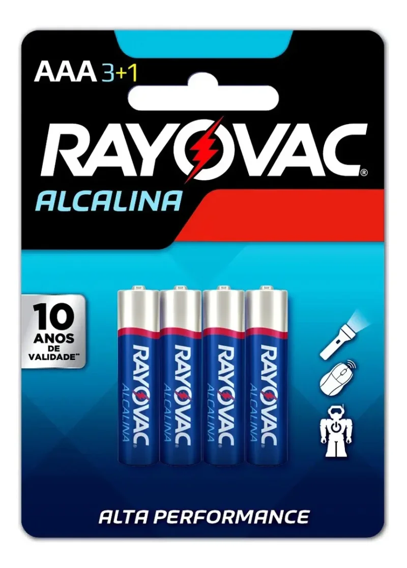 Pilha Alcalina Rayovac AAA, com 4 unidades