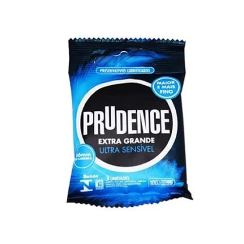 Preservativo Prudence Extra Grande Ultra Sensível, com 3 unidades