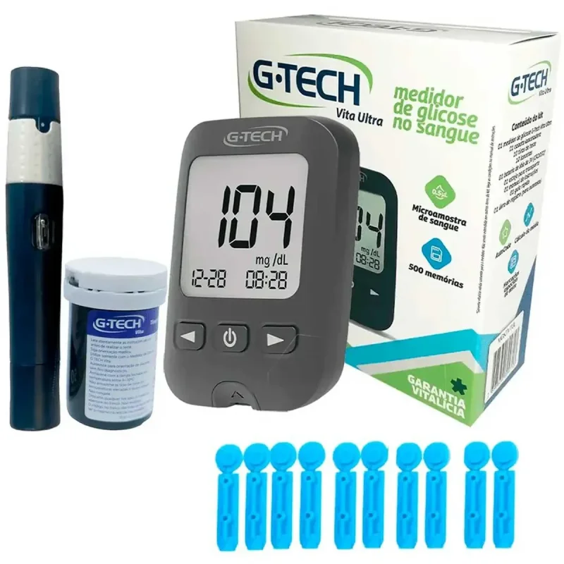 Kit Medidor de Glicose G-Tech Vita Ultra