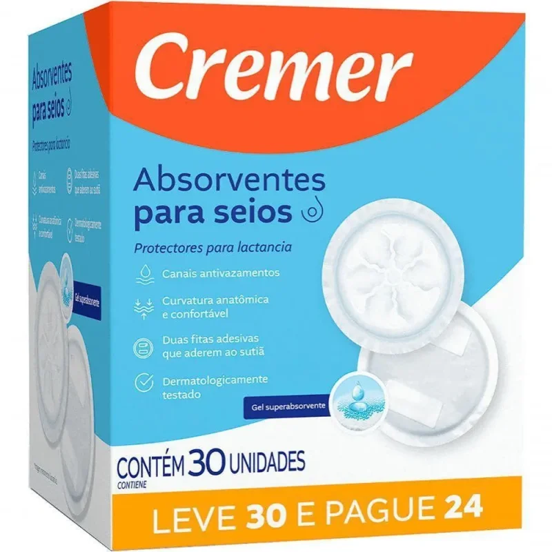 Absorvente para Seios Cremer com 30 unidades