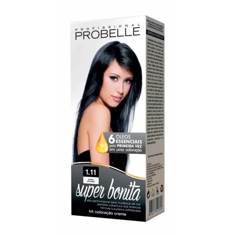 Probelle Tintura Profissional Super Bonita nº 1.11 Preto Azulado