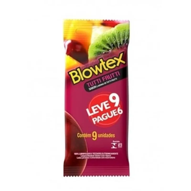 Preservativo Blowtex Tutti Frutti, com 9 unidades