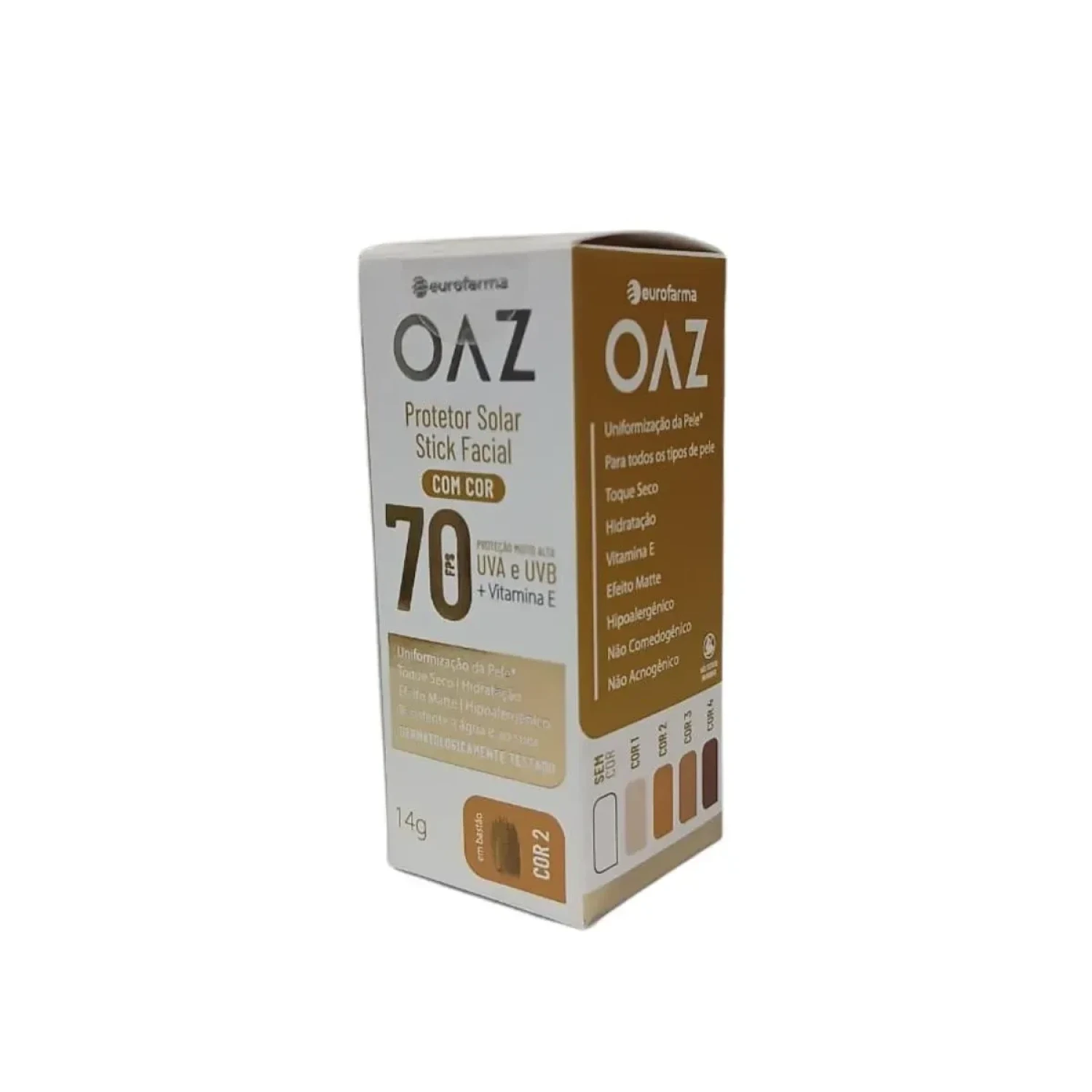 Protetor Solar Facial em Stick Oaz Com Cor FPS 70 Cor 2 14g (1/1)