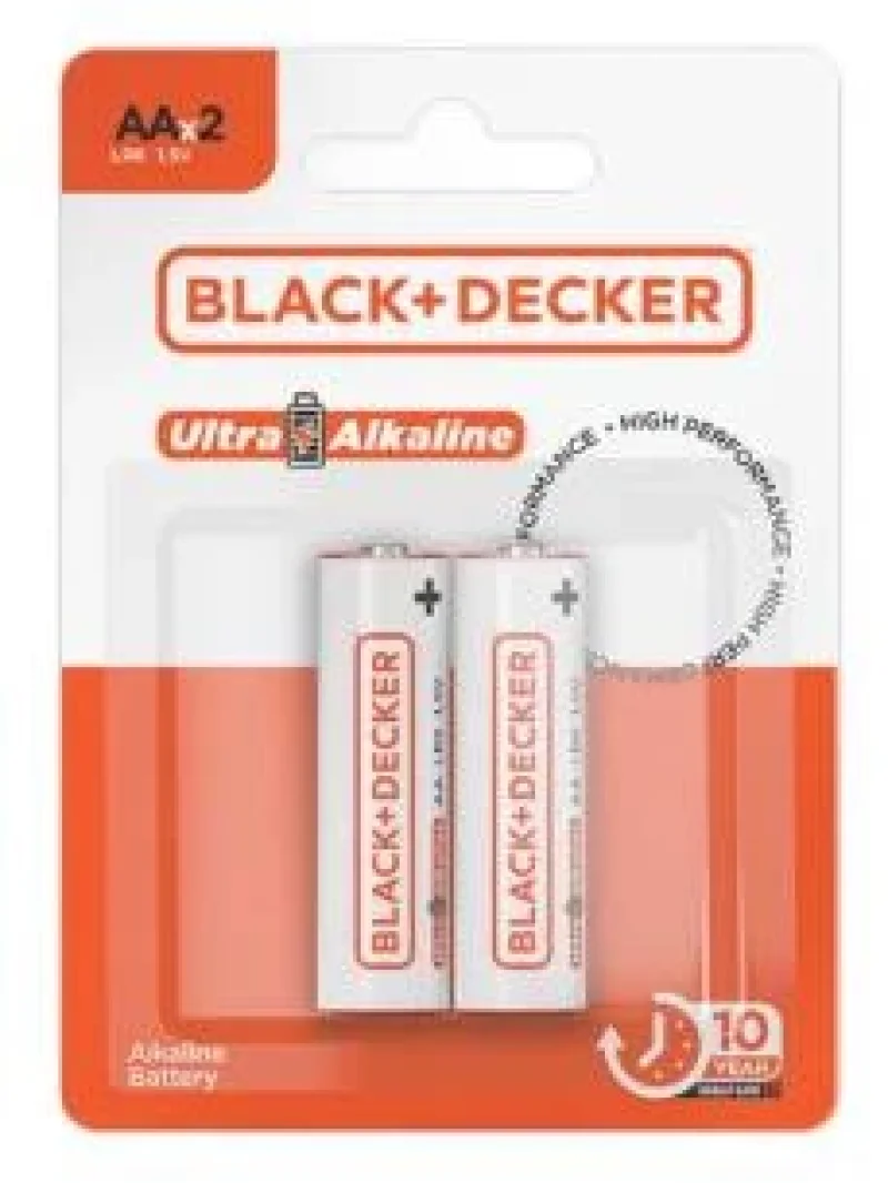 Pilha Alcalina Black+Decker AA, com 2 unidades