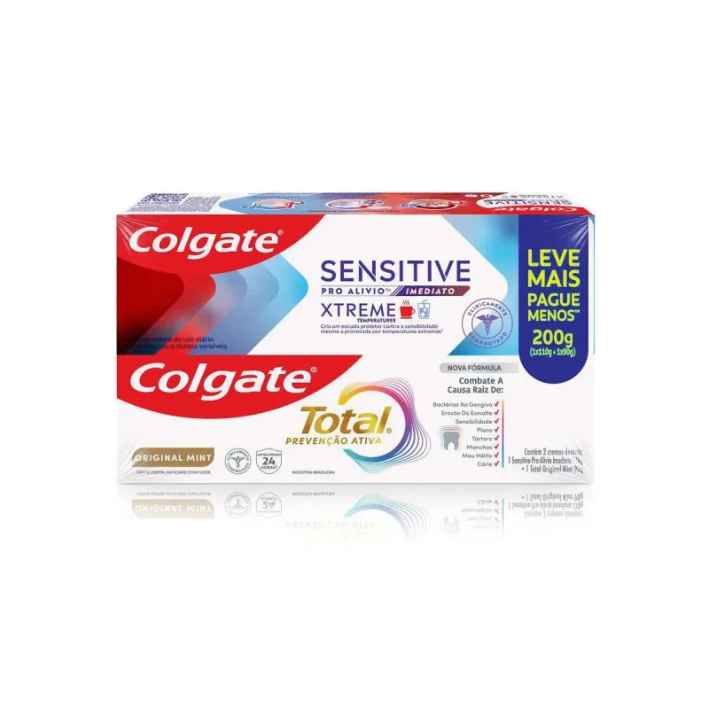 Kit Creme Dental Colgate Sensitive Pro Alívio Imediato Xtreme 110g + Total Original Mint 90g