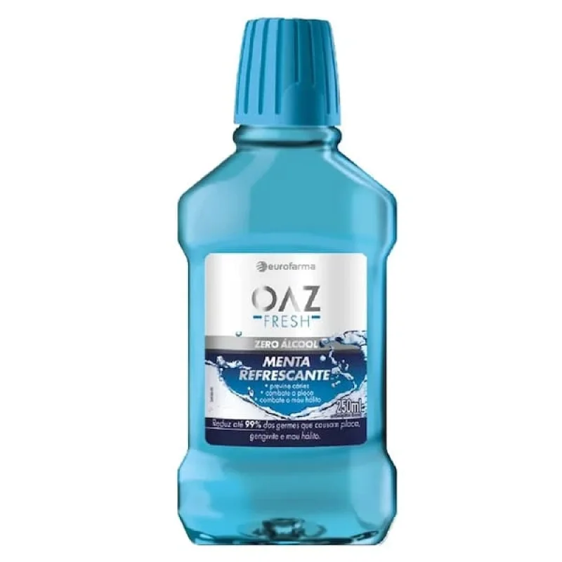 Enxaguante Antisséptico Bucal Menta Refrescante Sem Álcool  Oaz 250ml