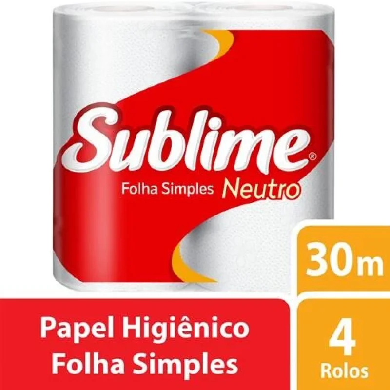 Papel Higiênico Sublime Folha Simples 30m, com 4 rolos