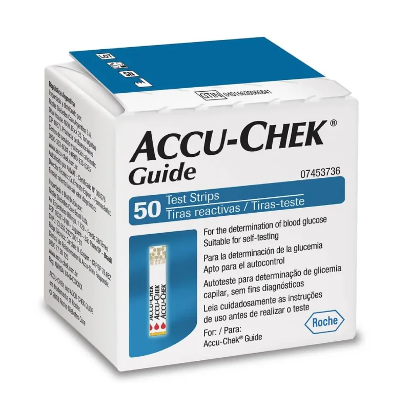 Tiras Reagentes Accu-Chek Guide, com 50 unidades
