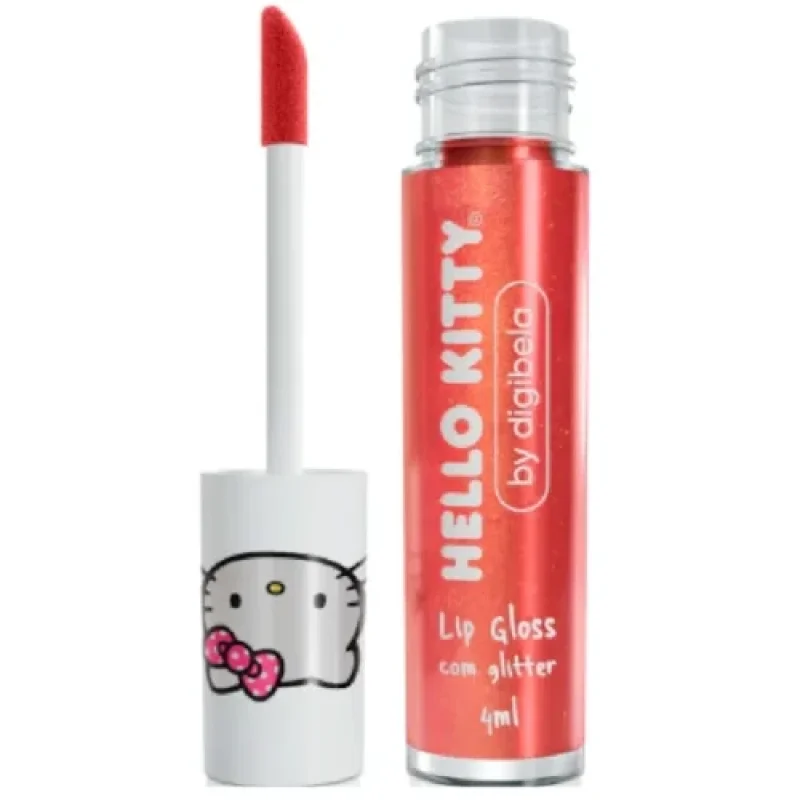 Lip Gloss Digibela Hello Kitty com Glitter 4ml