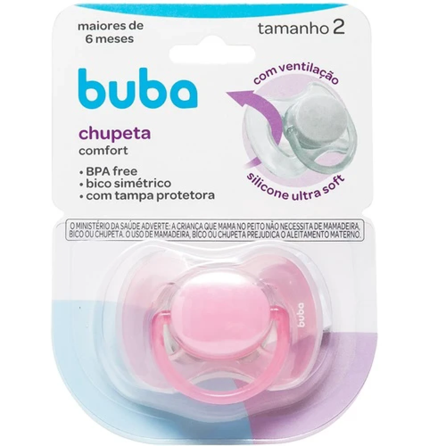 Chupeta Buba Comfort Rosa 6+ meses Ref. 12666 (1/1)