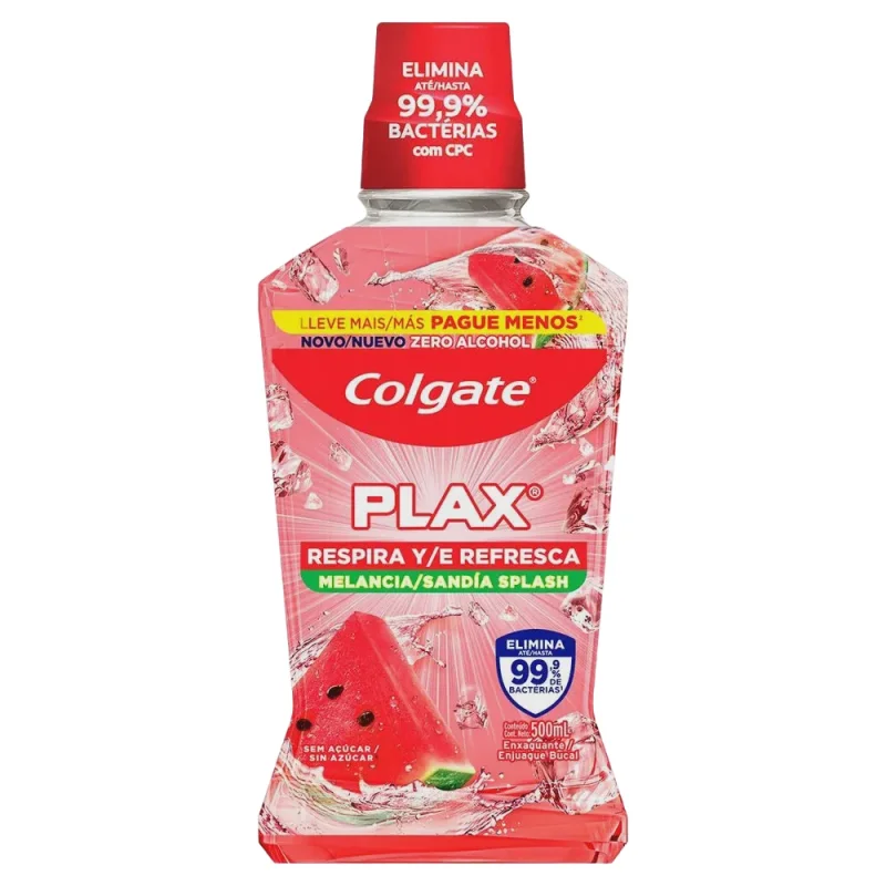 Enxaguante Colgate Plax Respira e Refresca Melancia 500ml