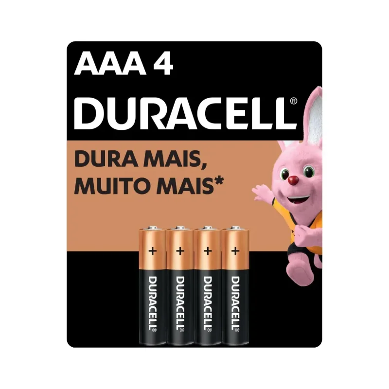Pilha Alcalina Duracell AAA, com 4 unidades