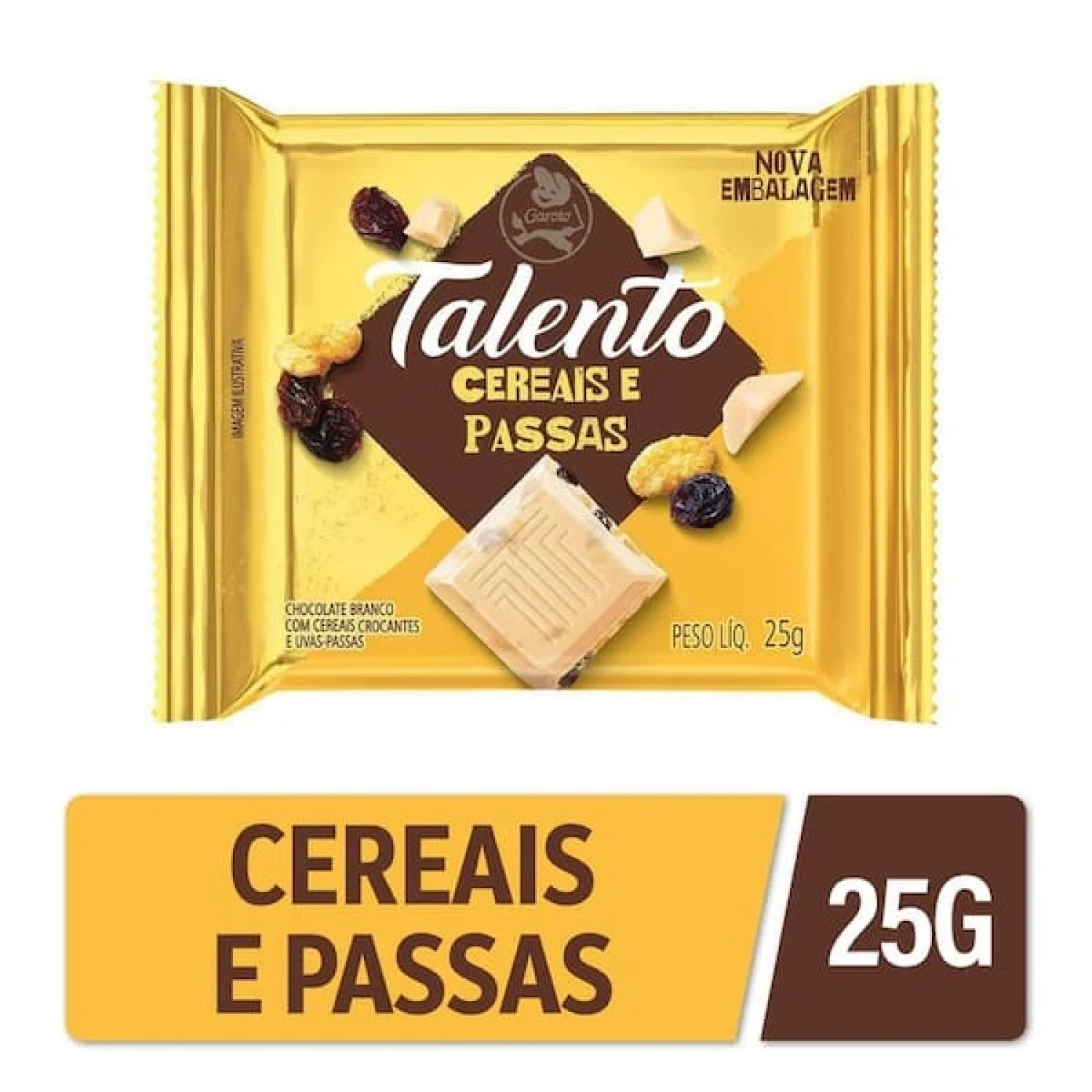 Chocolate Garoto Talento Cereais e Passas 25g (1/1)