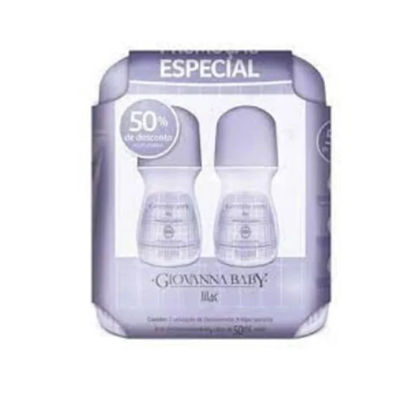 Desodorante Roll-on Giovanna Baby Lilac, com 2 Unidades de 50ml