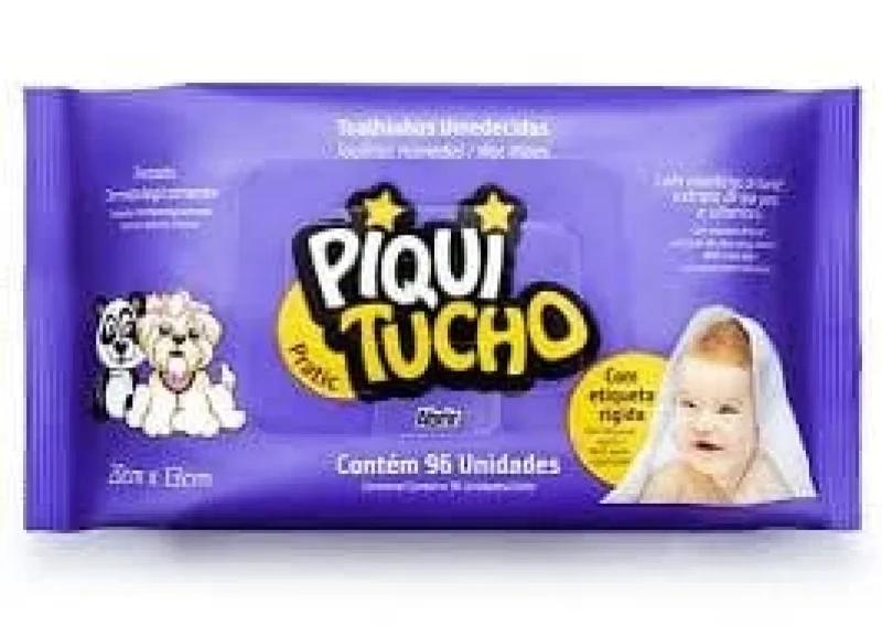 Lenço Umedecido Piquitucho Pratic, com 96 unidades