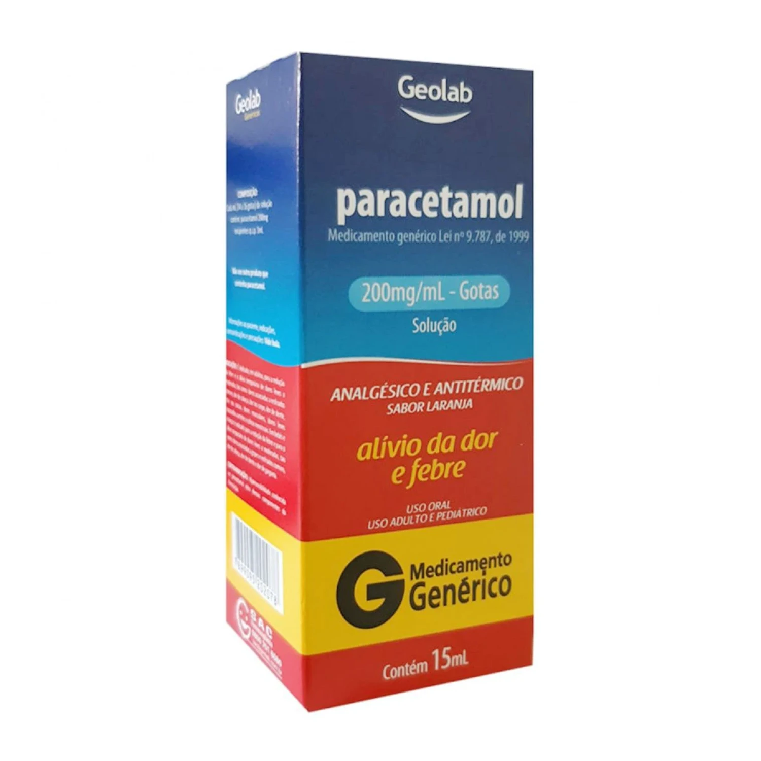 Paracetamol Geolab 200mg/ml Solução Oral Sabor Laranja 15ml (1/1)
