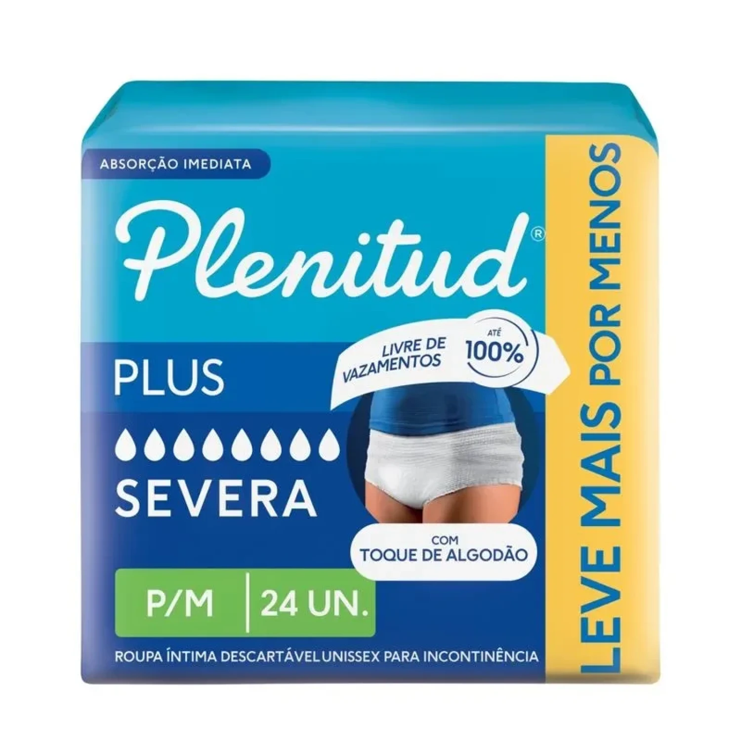 Roupa Íntima Descartável Plenitud Plus P/M, pacote com 24 unidades (1/1)