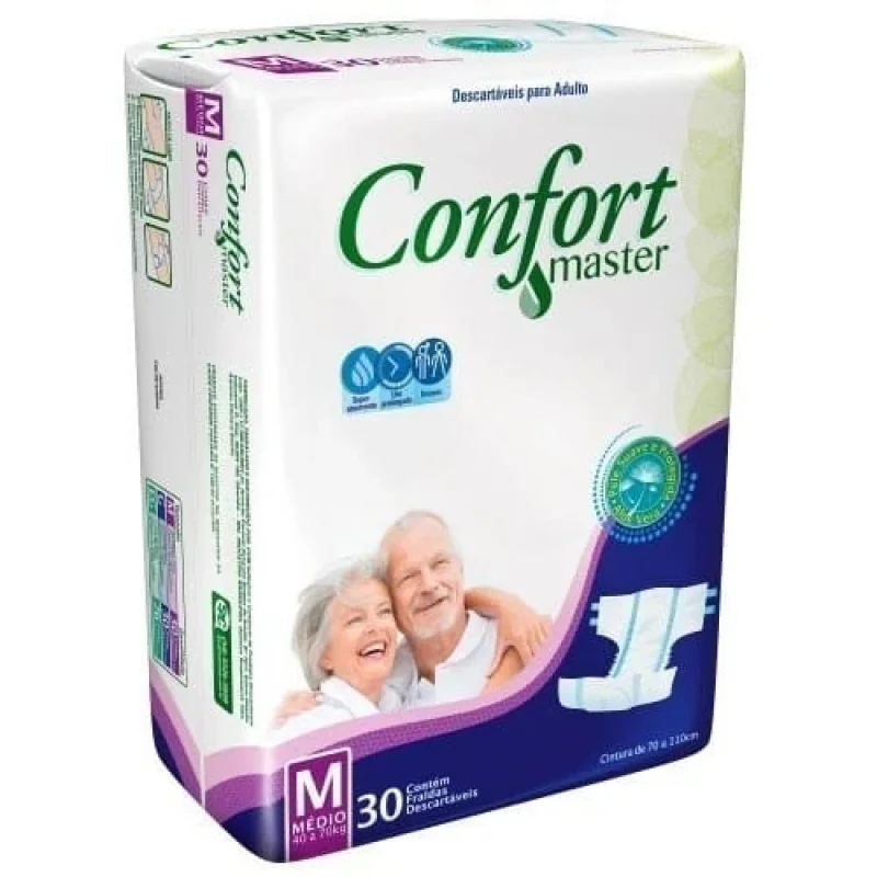 Fralda Geriátrica Confort Master M, pacote com 30 unidades