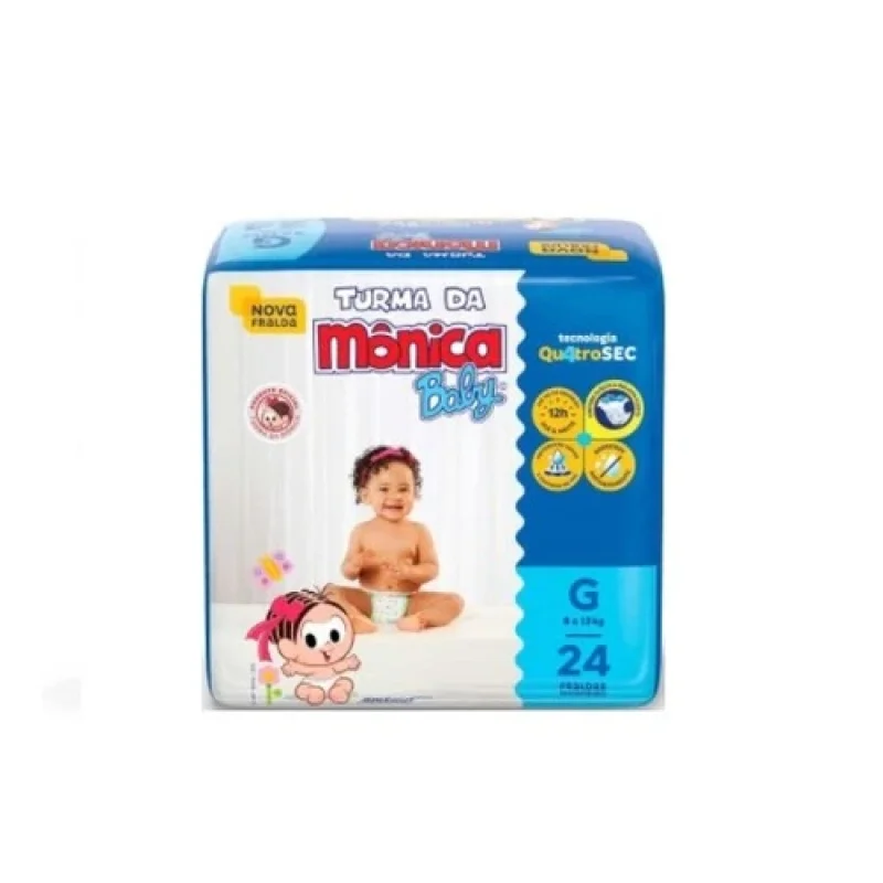 Fralda Turma da Mônica Baby G, com 24 unidades