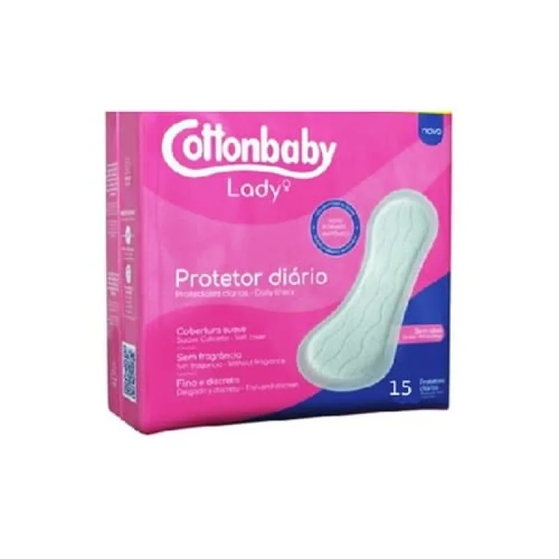 Protetor Diário Cottonbaby Lady sem Abas, com 15 unidades