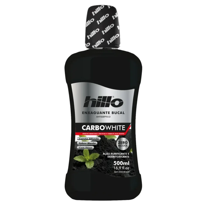 Enxaguante Bucal Hillo Carbowhite Menta sem Álcool 500ml