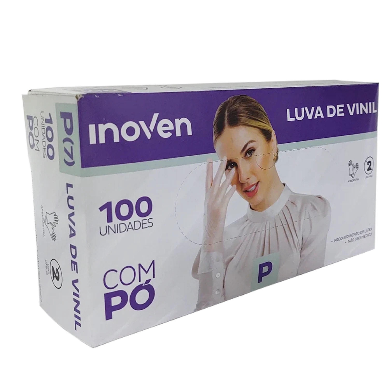 Luva Descartável Vinil Com Pó Inoven P, com 100 unidades (1/1)